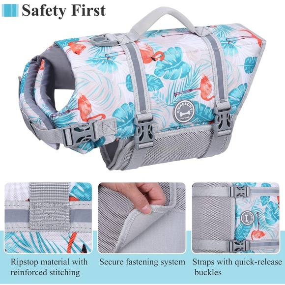 New! Small breed dog tropical life jacket - Picture 1 of 5